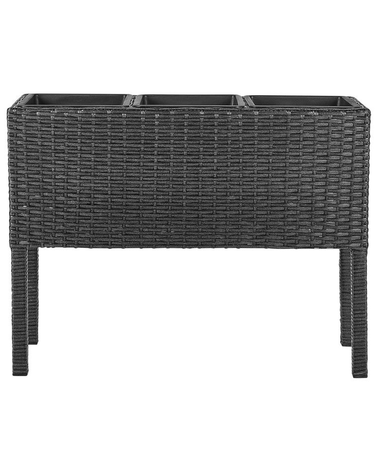 PE Rattan Raised Planter Box Black CARAGANA | Beliani.co.uk