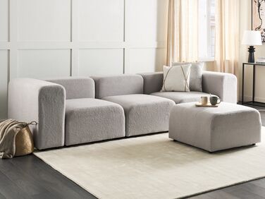 3-seters modulær sofa med ottoman bouclé Lysegrå FALSTERBO