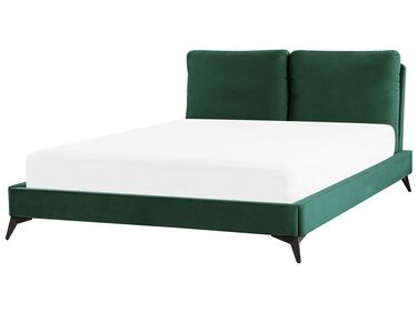 Łóżko welurowe 160 x 200 cm zielone MELLE