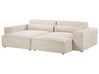 Right Hand 2 Seater Modular Velvet Corner Sofa with Ottoman Beige HELLNAR_910829