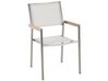 Hatszemélyes étkezőasztal üveglappal és fehér textilén székekkel GROSSETO_725633