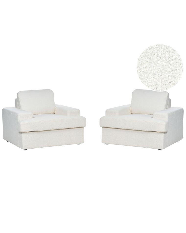 Conjunto de 2 sillones de bouclé blanco ALLA_893999