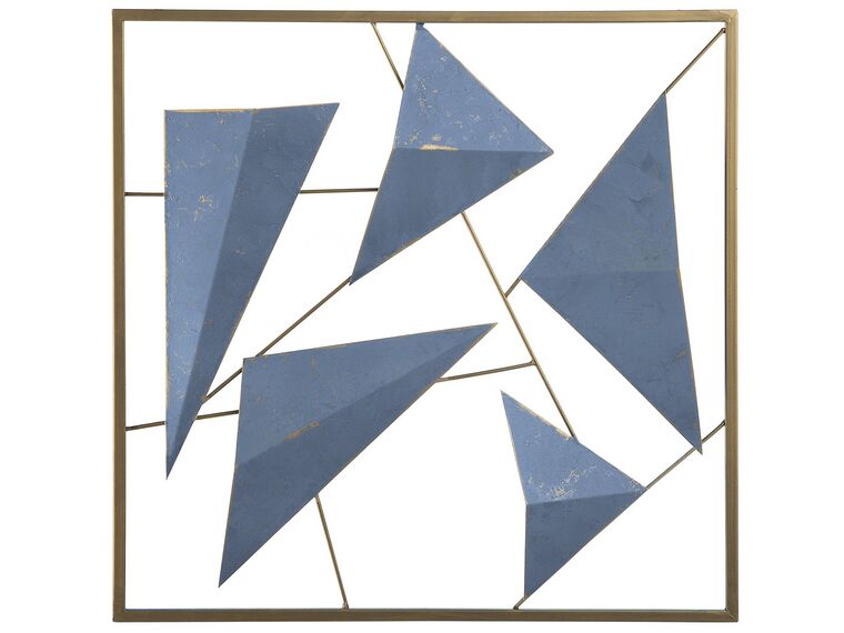 Wanddekoration Metall blau / gold Dreiecke ZINC_742434