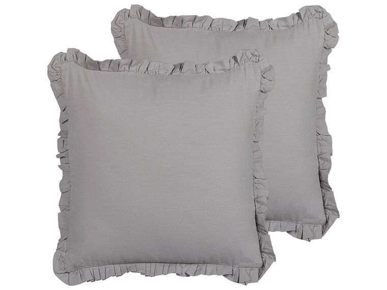 Set of 2 Linen Cushions 45 x 45 cm Grey GLABRA_838485