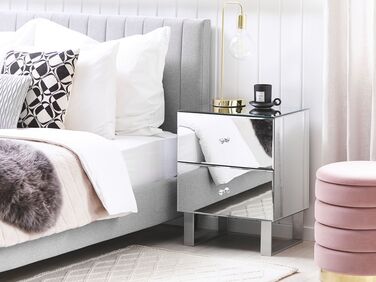 2 Drawer Mirrored Bedside Table NESLE