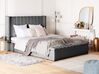 Velvet EU Super King Size Bed with Storage Bench Grey NOYERS_764913