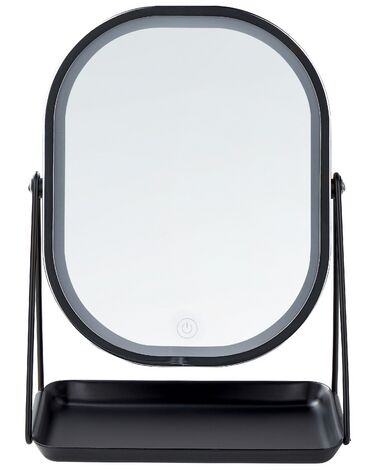 Espejo de maquillaje LED de metal plateado/negro 20 x 32 cm DORDOGNE