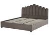 Zamatová posteľ s úložným priestorom 180 x 200 cm sivobéžová VINCENNES_817724