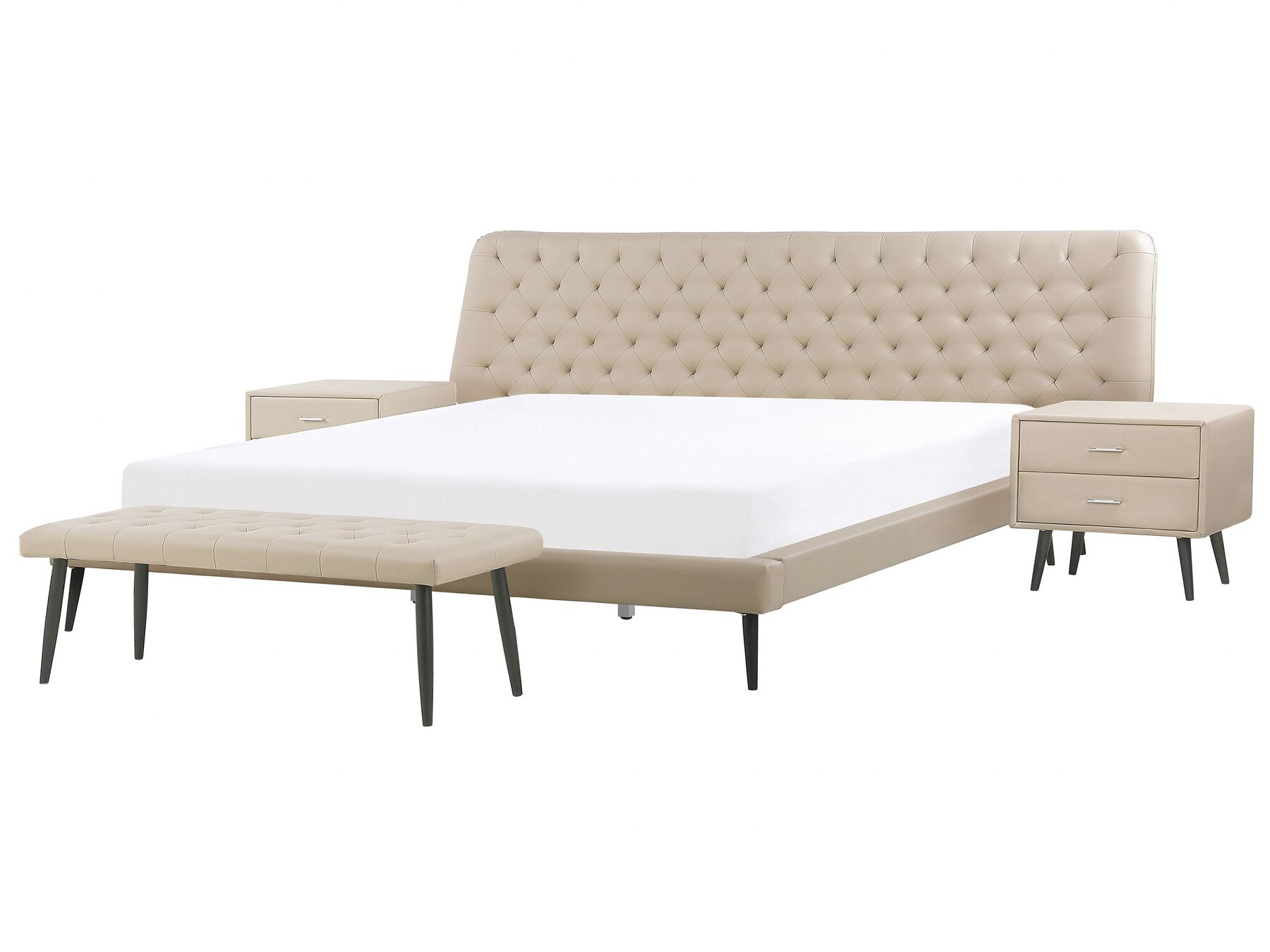 Schlafzimmer komplett Set 4-teilig beige 180 x 200 cm ESSONNE | Beliani.de
