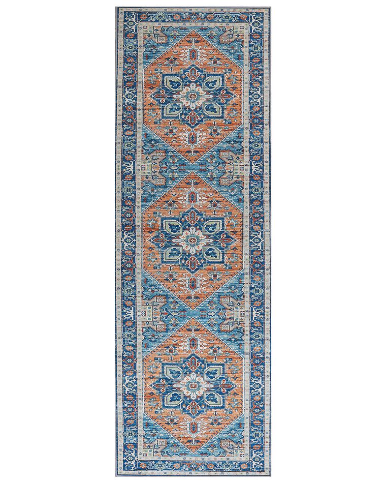 Vloerkleed polyester blauw/oranje 80 x 240 cm RITAPURAM_831638