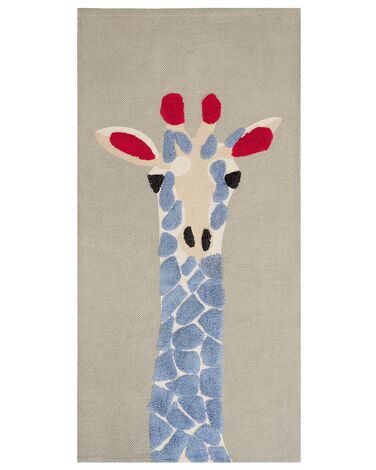 Tapete de algodão multicolor com motivo de girafa 80 x 150 cm SAKUBO