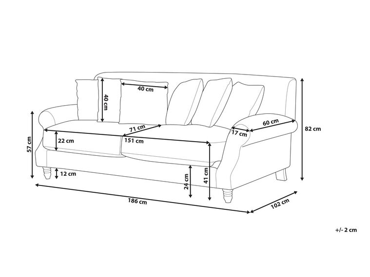 3 Seater Velvet Sofa Teal EIKE | Beliani.co.uk
