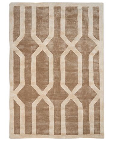 Teppich Viskose braun / hellbeige 160 x 230 cm geometrisches Muster Kurzflor MAHRIN