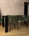 Set of 2 Boucle Dining Chairs Dark Green SANILAC_900443