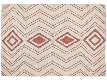 Teppich Baumwolle beige / rosa 160 x 230 cm geometrisches Muster KASTAMONU