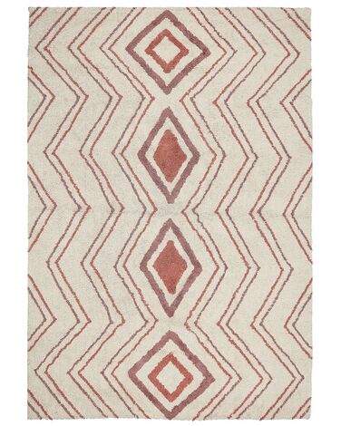 Teppich Baumwolle beige / rosa 160 x 230 cm geometrisches Muster KASTAMONU