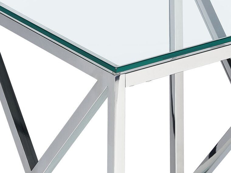 Glass Top Side Table Silver AUDET Beliani.co.uk