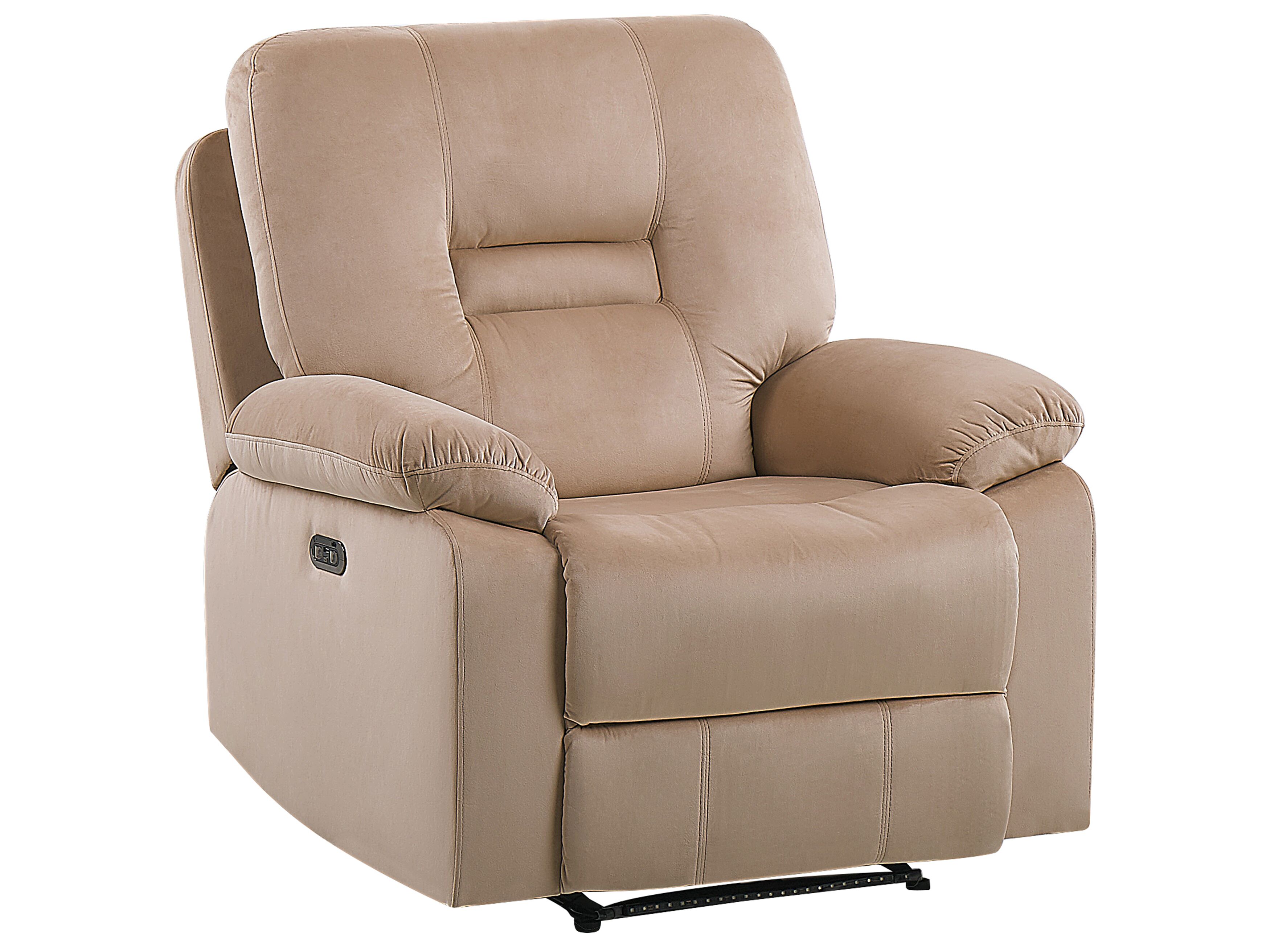 Velvet LED Electric Recliner Living Room Set with USB Port Beige BERGEN