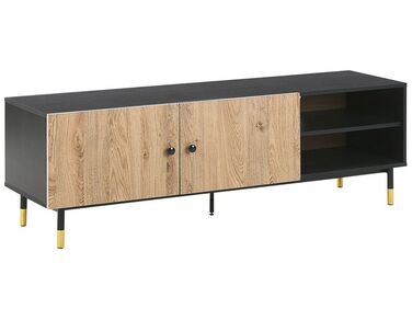 TV Stand Black with Light Wood ABILEN