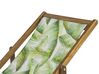 Lot de 2 chiliennes en bois clair et tissu motif feuilles palmier vert et blanc ANZIO_819573
