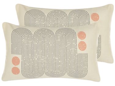 Set of 2 Cushions Geometric Pattern 30 x 50 cm Multicolour TIARELLA