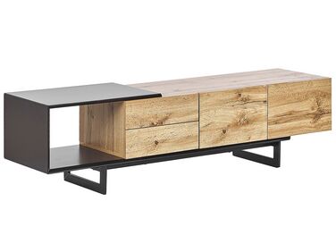  TV Stand Light Wood and Black FIORA