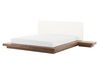 EU King Size Bed with LED and Bedside Tables Dark Wood ZEN_751705