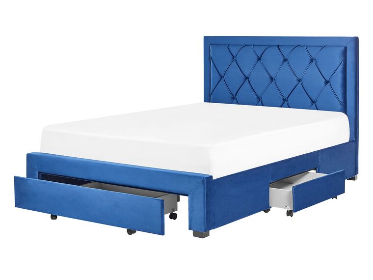 Łóżko welurowe 140 x 200 cm niebieskie LIEVIN_857966