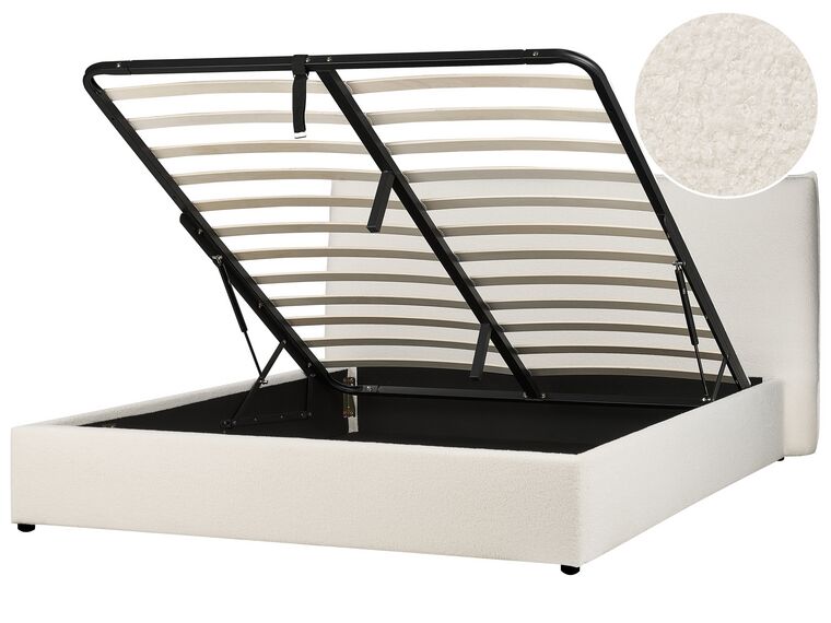 Buklé posteľ s úložným priestorom 180 x 200 cm krémová biela LAVAUR_913358