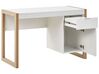 1 Drawer Home Office Desk with Cupboard 110 x 50 cm White with Light Wood JOHNSON_790283