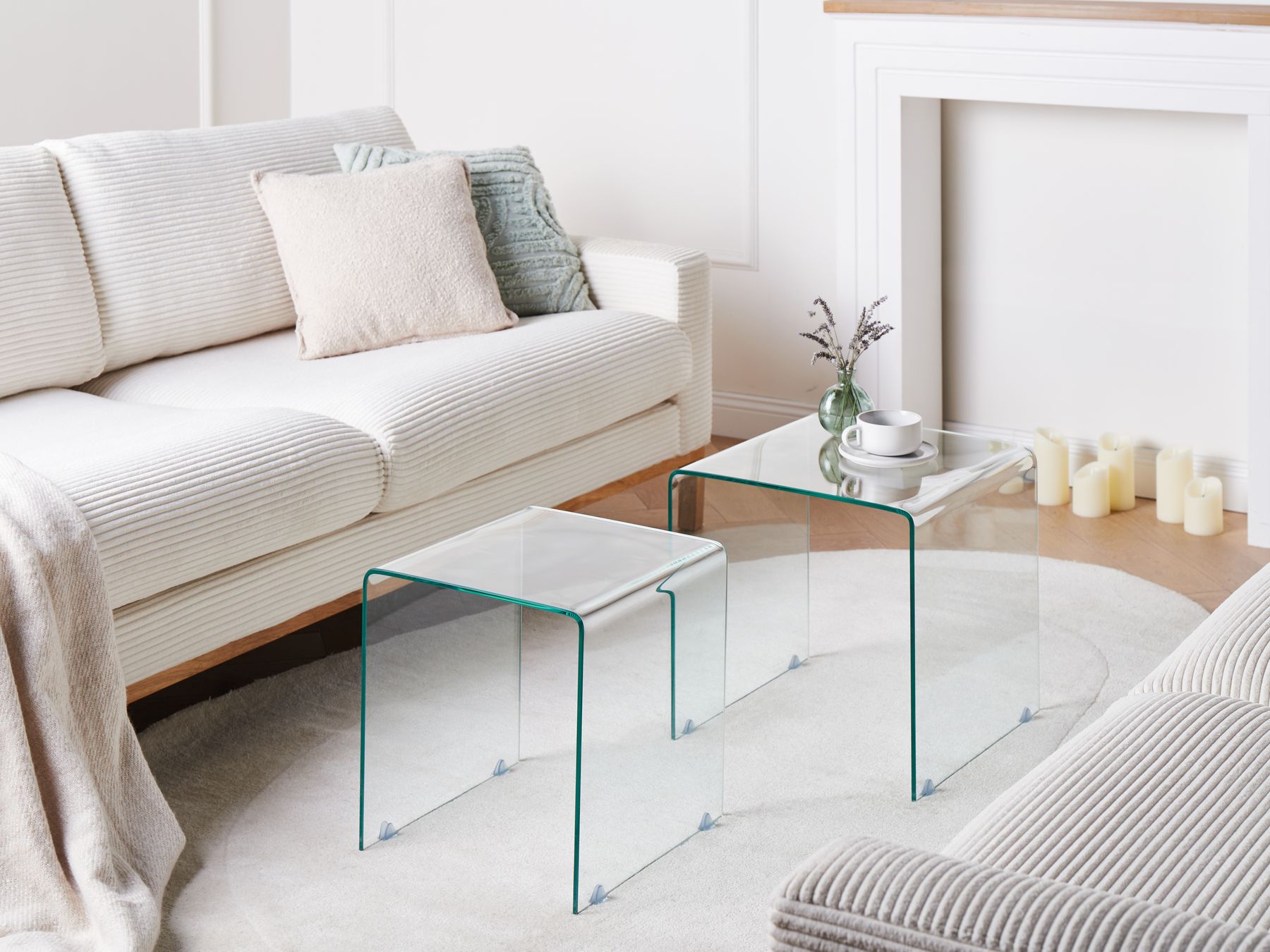 Beistelltisch 2er Set Glas transparent rechteckig KENDALL | Beliani.de