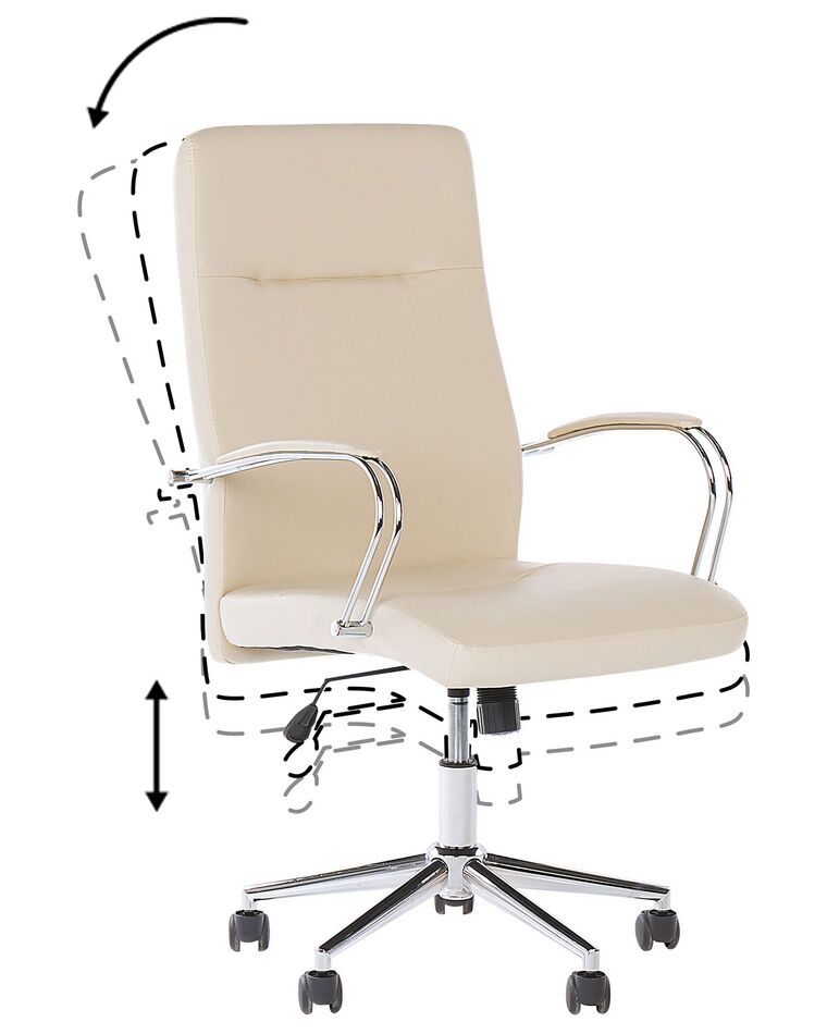 Faux Leather Office Chair Beige OSCAR Beliani.co.uk