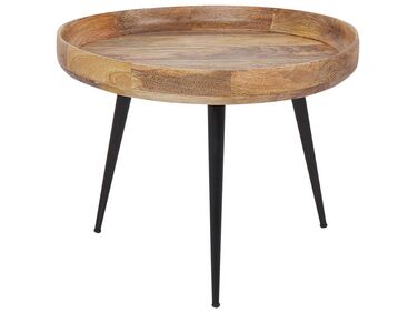 Tavolino da caffè legno naturale e nero ⌀ 49 cm EDNA