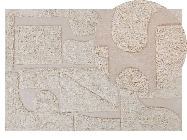 Teppich Baumwolle beige 140 x 200 cm abstraktes Muster Kurzflor DIYADIN_817475