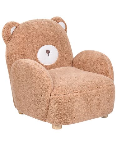 Børnelænestol med bamse i imiteret pels brun BOO