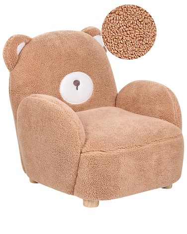 Kids Armchair Bear Faux Fur Brown BOO | Beliani.co.uk