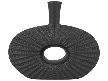 Decoratieve vaas zwart steengoed 24 cm ARWAD