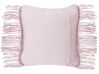 Conjunto de 2 cojines de algodón rosa pastel macramé 40 x 40 cm YANIKLAR_768954