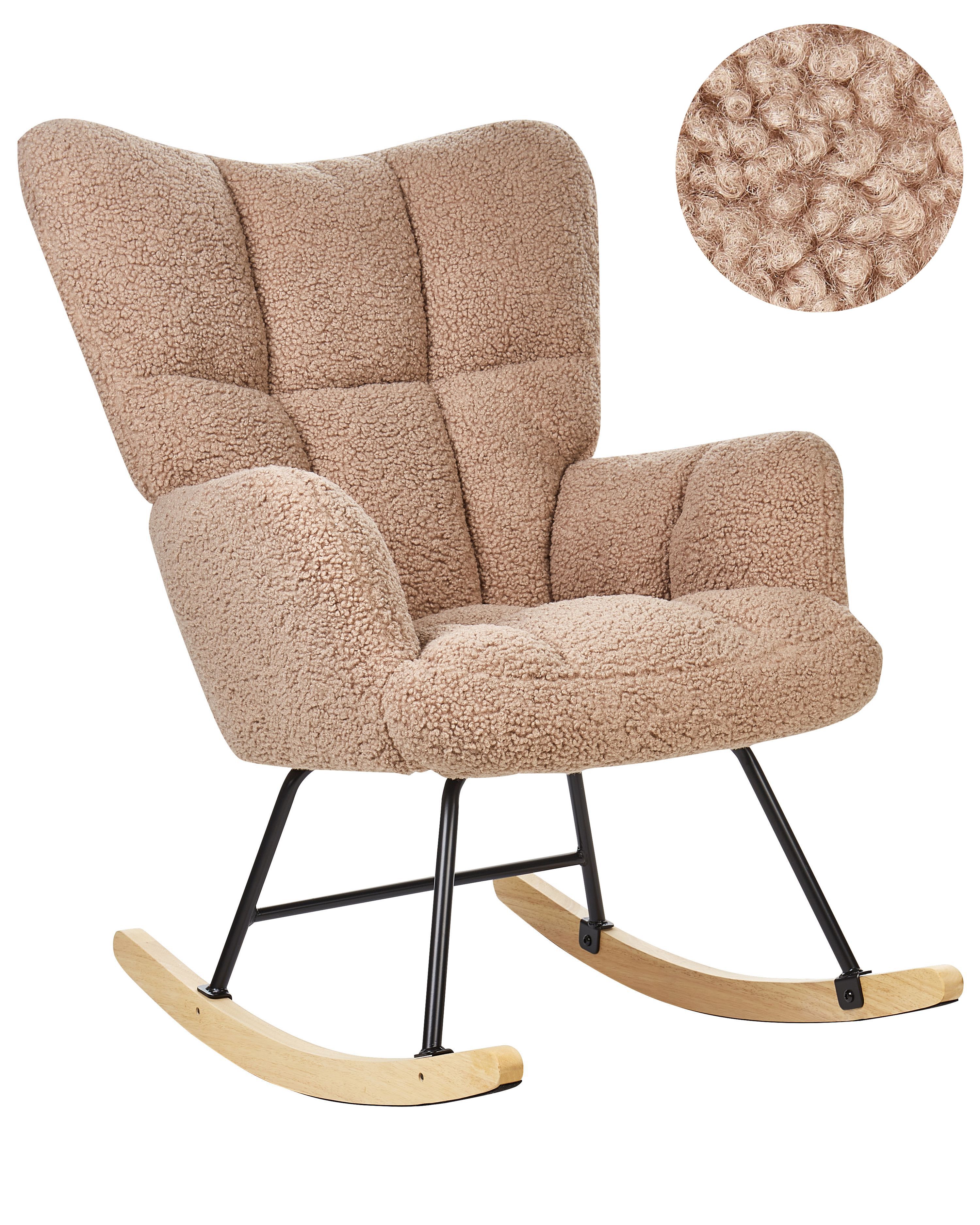 Boucle Rocking Chair Sand Beige OULU | Beliani.co.uk