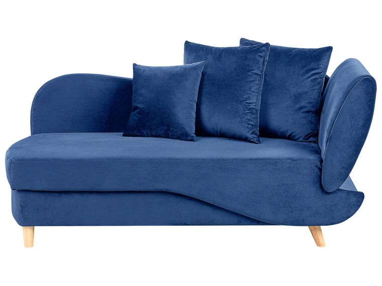 Right Hand Velvet Chaise Lounge with Storage Blue MERI II_914272