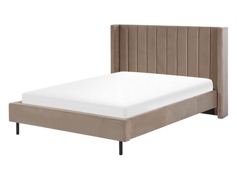 Zamatová posteľ 140 x 200 cm sivobéžová VILLETTE_832635
