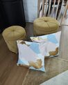 Set of 2 Cotton Cushions Abstract Pattern 45 x 45 cm Pink and Gold IXIA _856376