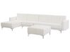 Right Hand Faux Leather Modular Sofa with Ottoman White ABERDEEN_739784