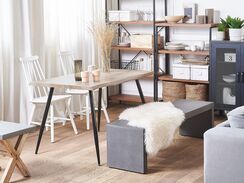 Ruokapöytä vaalea puu/musta 120 x 80 cm LUTON Ruokapöytä vaalea puu/musta 120 x 80 cm LUTON