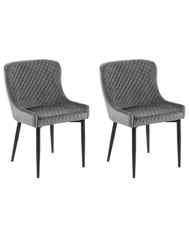 Conjunto de 2 cadeiras estofadas em veludo cinzento SOLANO