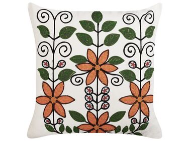 Embroidered Cotton Cushion Floral Pattern 50 x 50 cm Multicolour VELLORE