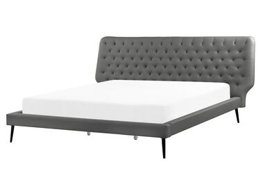 Faux Leather EU King Size Bed Grey ESSONNE
