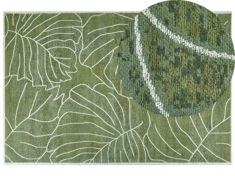 Alfombra de algodón verde oliva/blanco 200 x 300 cm SARMIN _853999