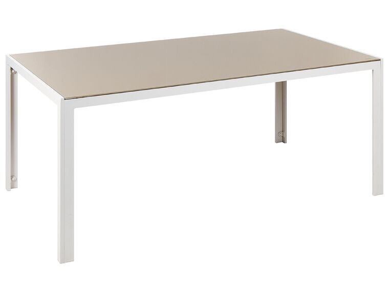 Tavolo da giardino alluminio e vetro temperato bianco e beige 160 x 90 cm CATANIA_884010