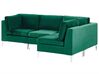 Left Hand 4 Seater Modular Velvet Corner Sofa Green EVJA_789535